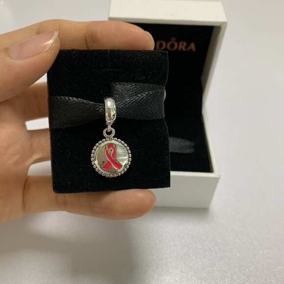 Pandora Pink Ribbon Charm Ribbon of Hope Charm Cancer Charm Hope Charm Survivor - Picture 1 of 4